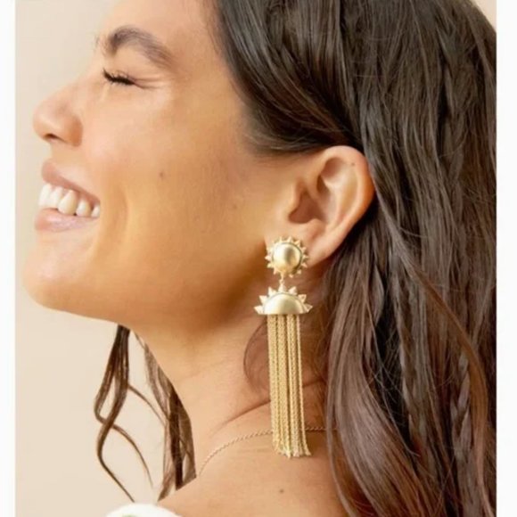NWT Kendra Scott Sienna Sun Chain Tassle Earrings in Silver - Picture 3 of 13